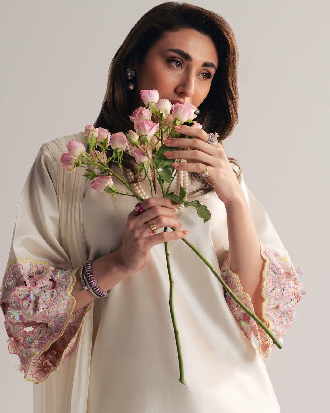 Heavy Natural Crepe Silk with Hand Work Top