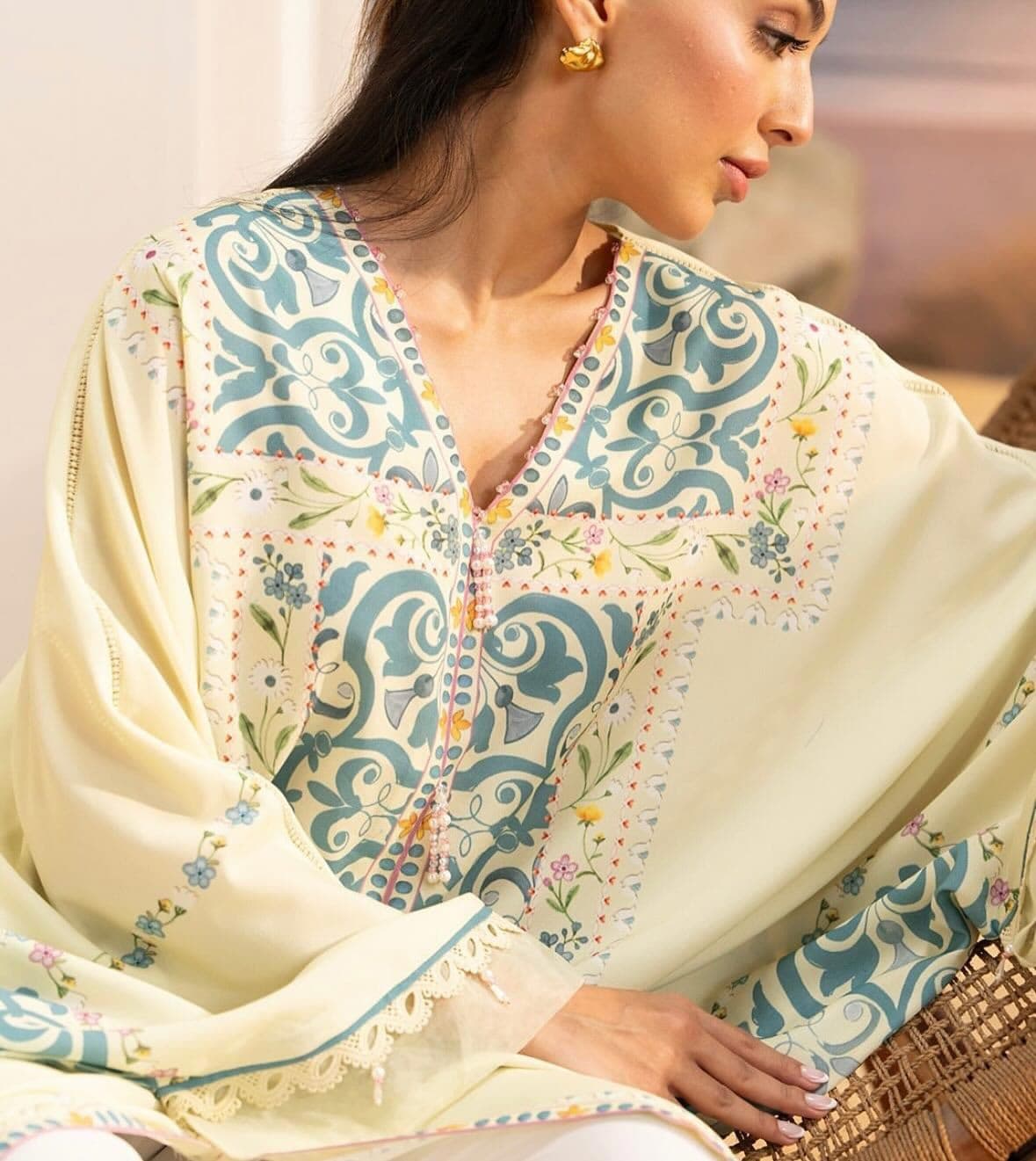 Pastel Green Kaftan Set
