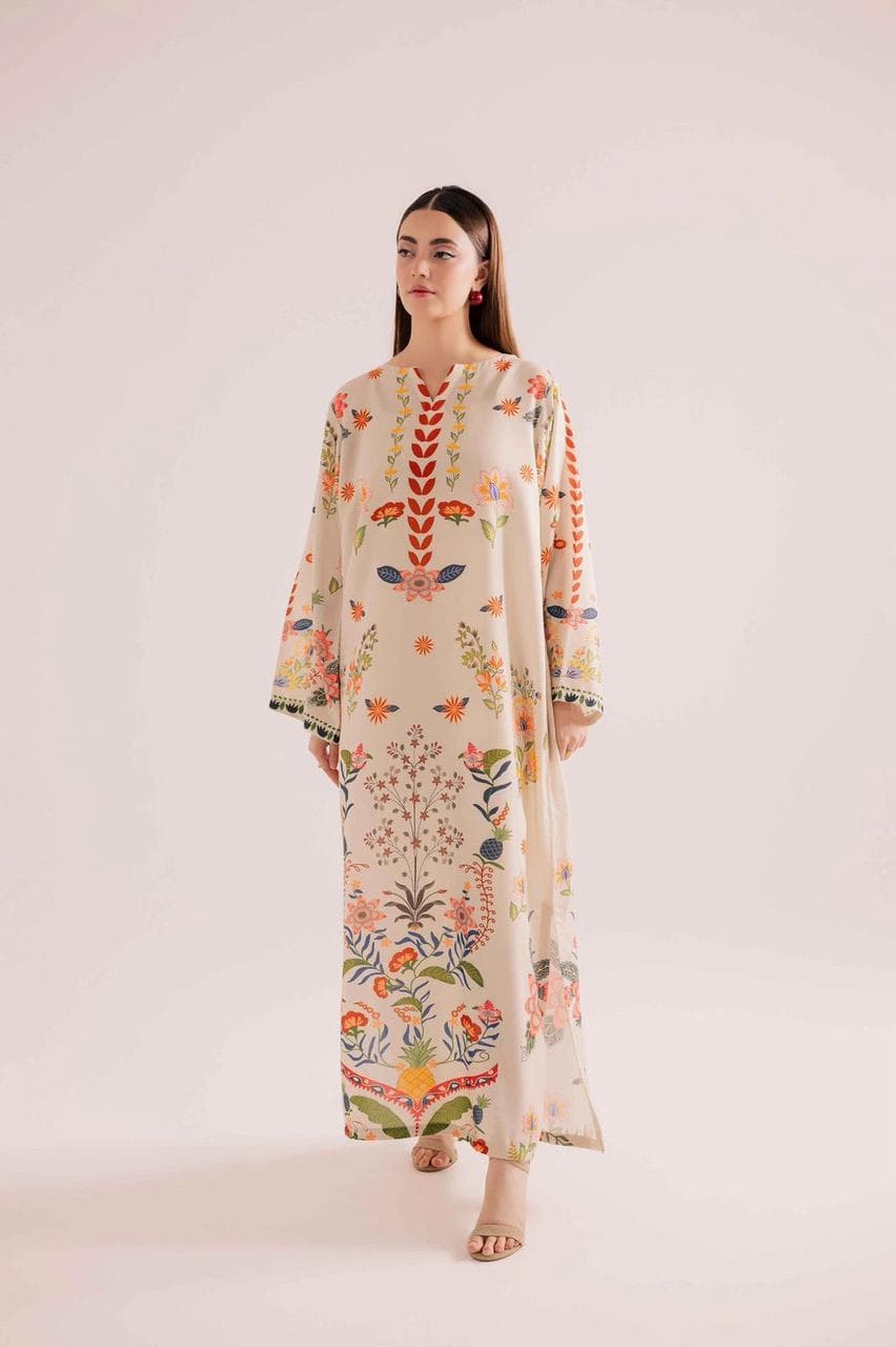 Ivory Floral Printed Kaftan Set view 2