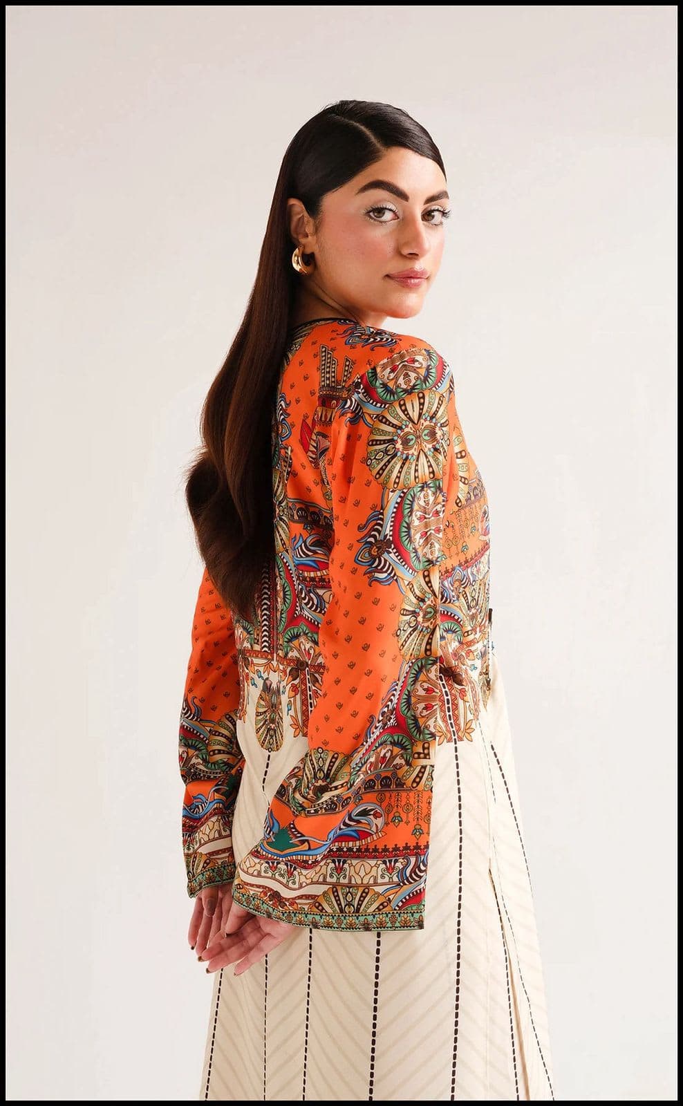 Ivory & Rust Printed Kaftan Set